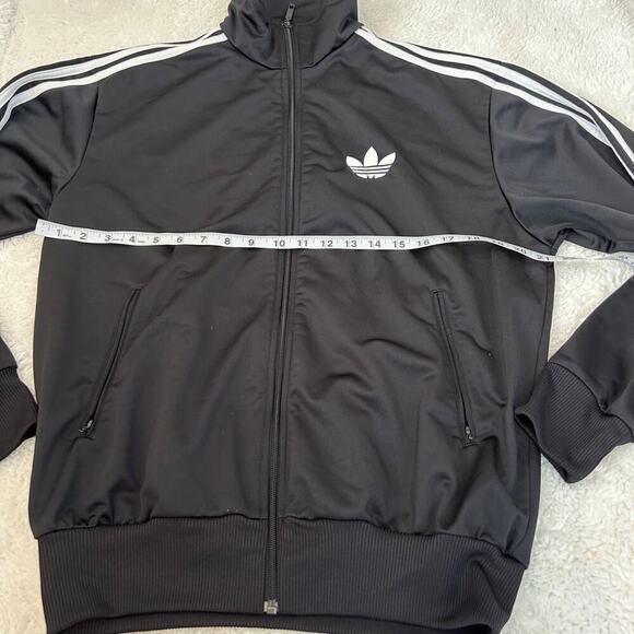 Vintage Unisex Adidas Tracksuit Medium Lined Jacket Black White 3 Stripe - Picture 3 of 5